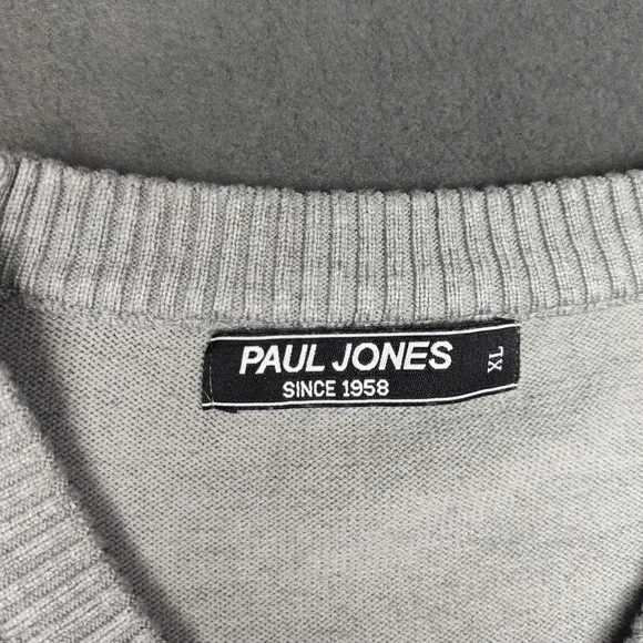 Paul Jones Sweater Vest Mens Extra Large Gray V Neck Cable Knit Pullover Golf - Picture 6 of 10
